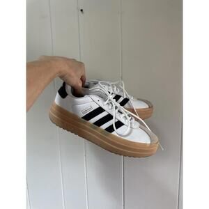 Adidas bold White and Black Sneakers with Gum Sole size 8.5